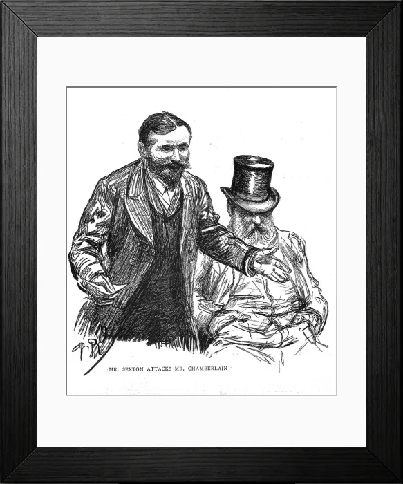 Framed Print : The Home Rule debate in the House of Commons, Mr Sexton attacks Mr Chamberlain, 1886. Creator: Unknown Framed Print : The Home Rule debate in the House of Commons, Mr Sexton attacks Mr Chamberlain, 1886. Creator: Unknown