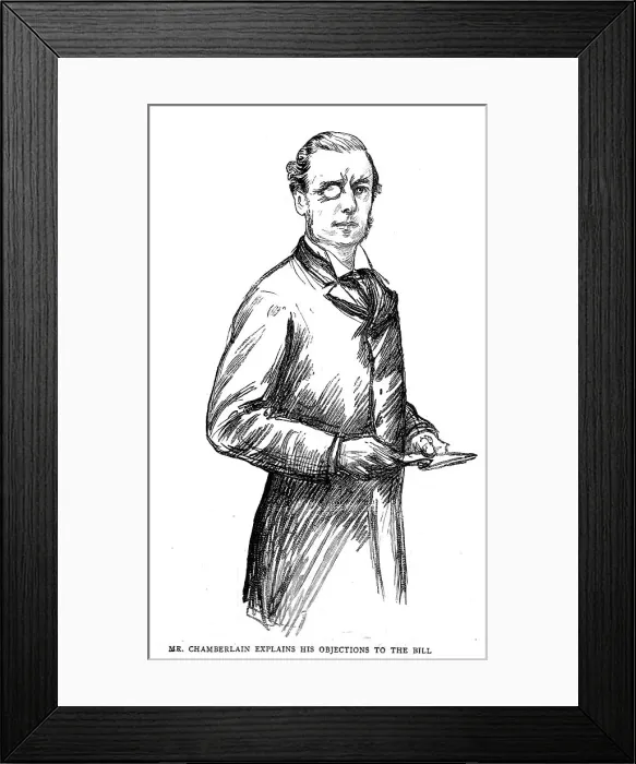 Framed Print : The Home Rule debate in the House of Commons, Mr Chamberlain explains his objections, 1886. Creator: Unknown Framed Print : The Home Rule debate in the House of Commons, Mr Chamberlain explains his objections, 1886. Creator: Unknown