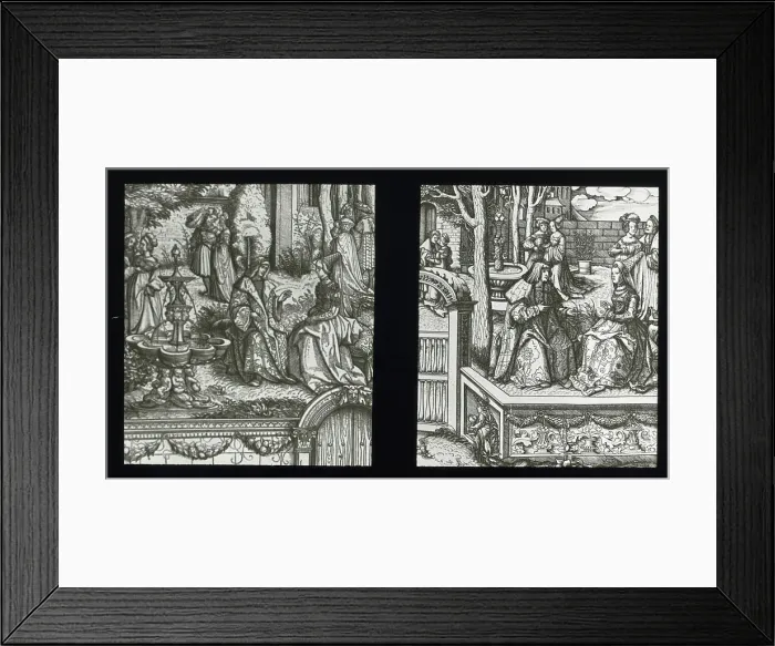 Framed Print : Reproduction of print showing King and queen in garden, between 1915 and 1925. Creator: Frances Benjamin Johnston Framed Print : Reproduction of print showing King and queen in garden, between 1915 and 1925. Creator: Frances Benjamin Johnston