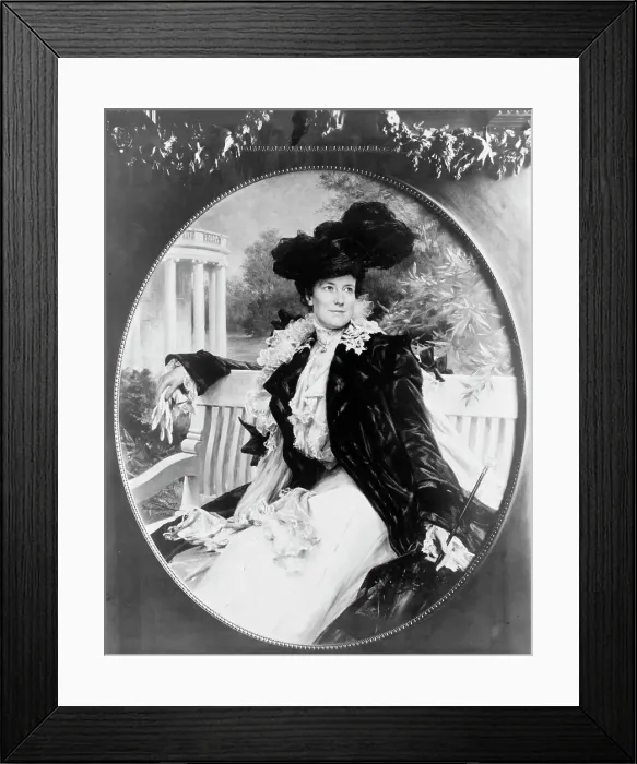 Framed Print : Edith Kermit Carow Roosevelt, three-quarter length portrait, seated on... between c1902 and 1910. Creator: Frances Benjamin Johnston Framed Print : Edith Kermit Carow Roosevelt, three-quarter length portrait, seated on... between c1902 and 1910. Creator: Frances Benjamin Johnston