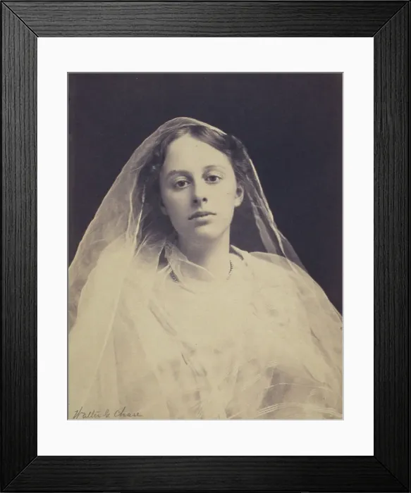 Framed Print : Young woman draped in diaphanous material...half-length portrait, between 1890 and 1900. Creator: Walter G. Chase Framed Print : Young woman draped in diaphanous material...half-length portrait, between 1890 and 1900. Creator: Walter G. Chase