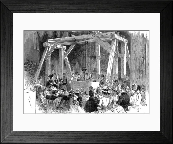 Framed Print : The laying of the Memorial stone of the New Tower Bridge by the Prince of Wales, 1886. Creator: Unknown Framed Print : The laying of the Memorial stone of the New Tower Bridge by the Prince of Wales, 1886. Creator: Unknown