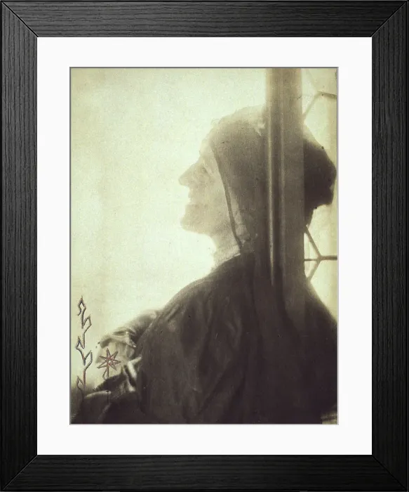 Framed Print : Gertrude Ka¨sebier, head-and-shoulders profile portrait, facing left, 1905. Creator: Adolph de Meyer Framed Print : Gertrude Ka¨sebier, head-and-shoulders profile portrait, facing left, 1905. Creator: Adolph de Meyer