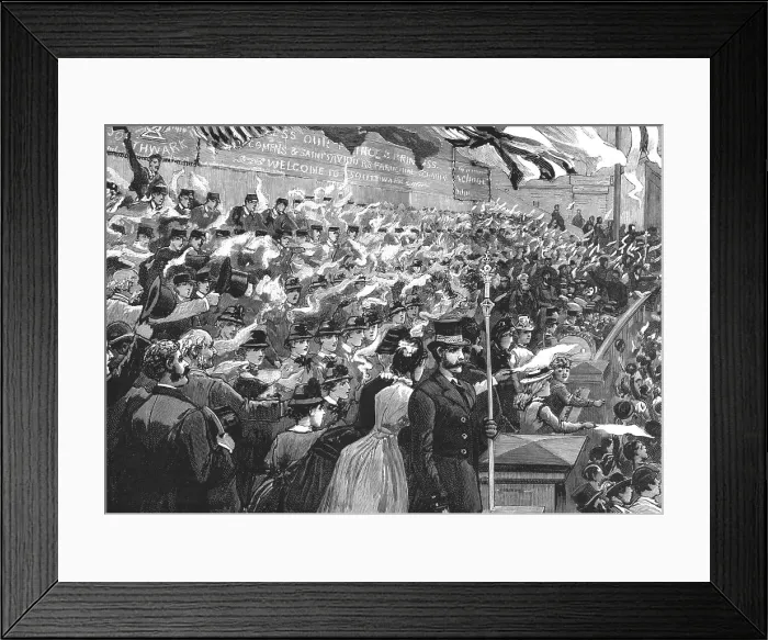 Framed Print : School children from St Saviours and Mrs Newcomen's school cheering the Prince of Wales... 1886 Creator: Unknown Framed Print : School children from St Saviours and Mrs Newcomen's school cheering the Prince of Wales... 1886 Creator: Unknown
