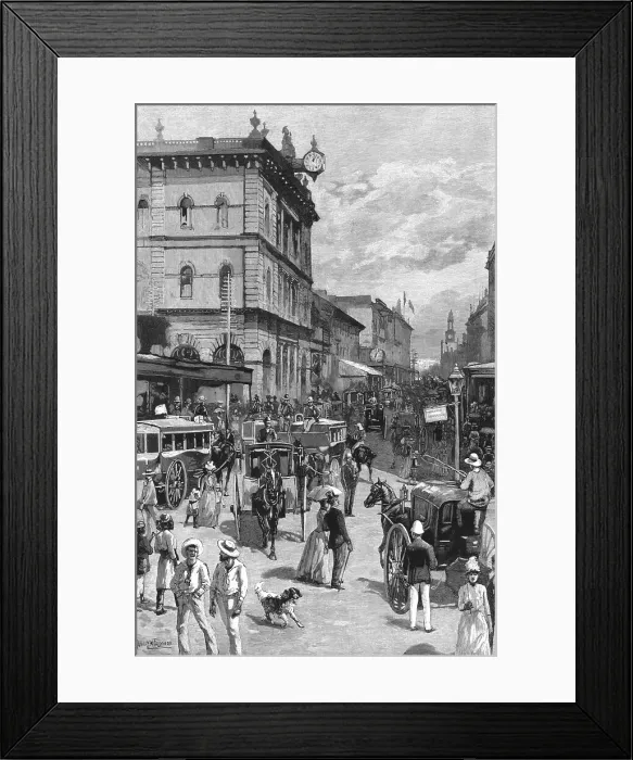 Framed Print : Our Australian Colonies -- George Street -- The Regent Street of Sydney, 1890. Creator: Unknown. Our Australian Colonies -- George Street -- The Regent Street of Sydney, 1890. Creator: Unknown Framed Print : Our Australian Colonies -- George Street -- The Regent Street of Sydney, 1890. Creator: Unknown. Our Australian Colonies -- George Street -- The Regent Street of Sydney, 1890. Creator: Unknown