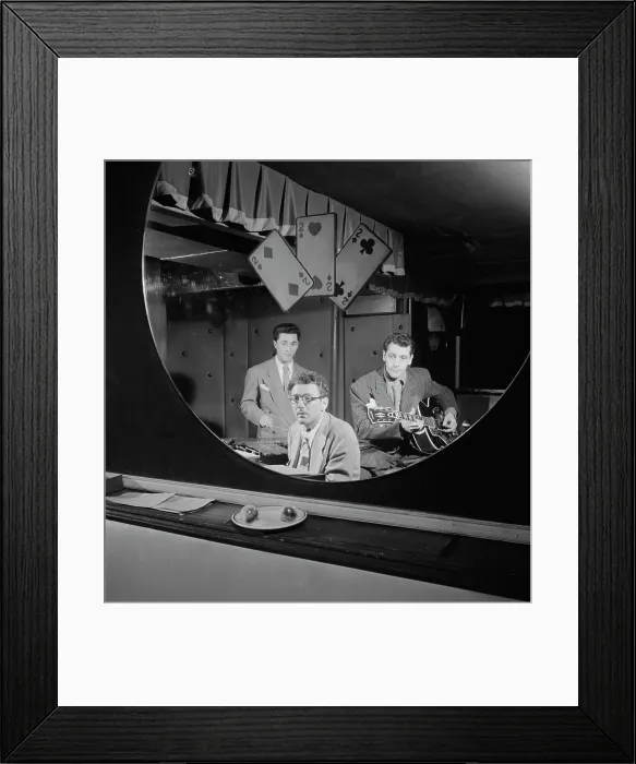 Framed Print : Portrait of Terry Gibbs, Harry Biss, and Bill (Buddy) De Arango, Three Deuces, N.Y. ca. June 1947. Creator: William Paul Gottlieb Framed Print : Portrait of Terry Gibbs, Harry Biss, and Bill (Buddy) De Arango, Three Deuces, N.Y. ca. June 1947. Creator: William Paul Gottlieb