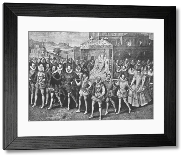 Framed Print : Procession of Queen Elizabeth to Blackfriars, June 9, 1600, 1890. Creator: Unknown Framed Print : Procession of Queen Elizabeth to Blackfriars, June 9, 1600, 1890. Creator: Unknown