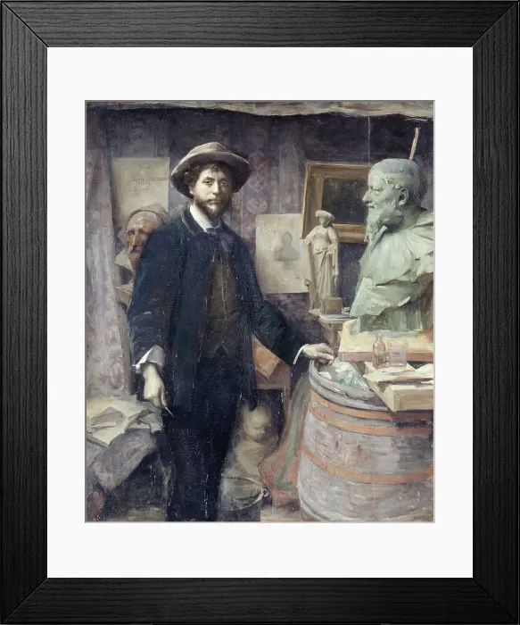 Framed Print : Portrait de Jean Carriès dans son atelier, between 1886 and 1887. Creator: Louise Catherine Breslau Framed Print : Portrait de Jean Carriès dans son atelier, between 1886 and 1887. Creator: Louise Catherine Breslau