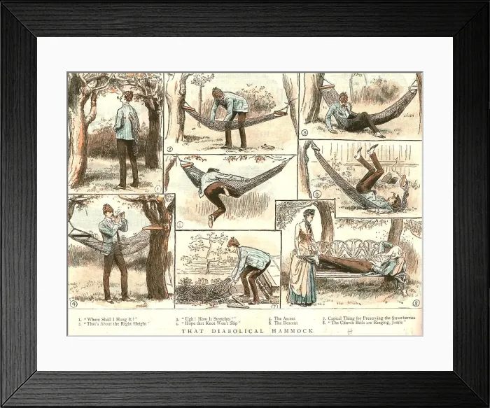 Framed Print : That diabolical Hammock, 1886. Creator: Unknown Framed Print : That diabolical Hammock, 1886. Creator: Unknown