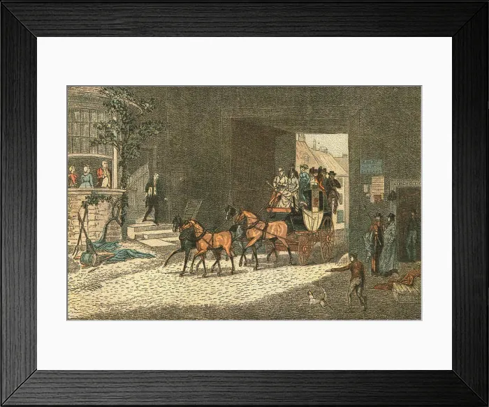 Framed Print : Old Fashioned Sporting Pictures, and the Road to Bygone Days; Coaching -- Arriving at an Inn Yard Creator: James Pollard Framed Print : Old Fashioned Sporting Pictures, and the Road to Bygone Days; Coaching -- Arriving at an Inn Yard Creator: James Pollard