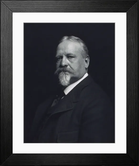 Framed Print : Man with mustache and goatee, facing left, half-length portrait, c1900. Creator: F. Gercher Framed Print : Man with mustache and goatee, facing left, half-length portrait, c1900. Creator: F. Gercher