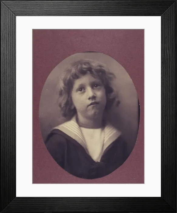 Framed Print : Boy wearing a middy blouse, facing front, head-and-shoulders portrait, c1900. Creator: Clayton Stone Harris Framed Print : Boy wearing a middy blouse, facing front, head-and-shoulders portrait, c1900. Creator: Clayton Stone Harris