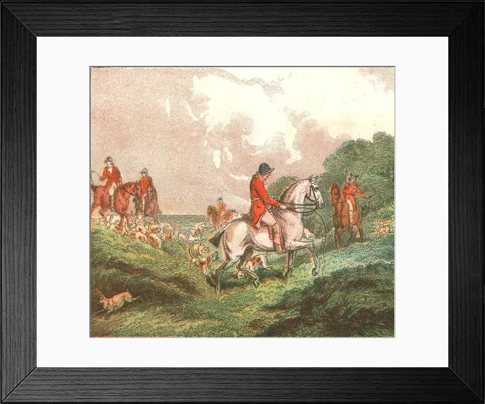 Framed Print : Old Fashioned Sporting Pictures, and the Road to Bygone Days; Trailing for a Hare, 1890. Creator: Unknown Framed Print : Old Fashioned Sporting Pictures, and the Road to Bygone Days; Trailing for a Hare, 1890. Creator: Unknown