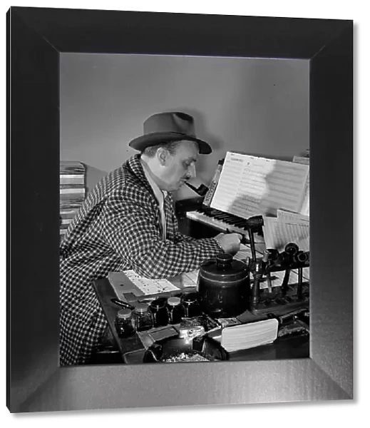 Portrait of Brick Fleagle in his home, New York, N.Y. 1946. Creator: William Paul Gottlieb