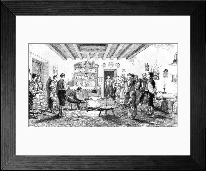 Framed Print : Christmas in Servia -- Preparing the National Dish, 1890. Creator: Unknown Framed Print : Christmas in Servia -- Preparing the National Dish, 1890. Creator: Unknown