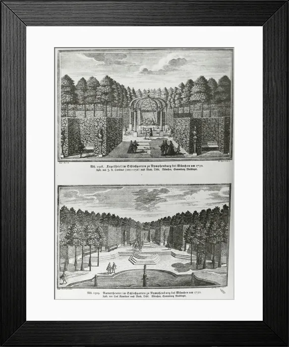 Framed Print : Reproduction of print showing Regelspeil and theater in Nymphenberg garden, Munich... c1915 - 1925 Creator: Frances Benjamin Johnston Framed Print : Reproduction of print showing Regelspeil and theater in Nymphenberg garden, Munich... c1915 - 1925 Creator: Frances Benjamin Johnston