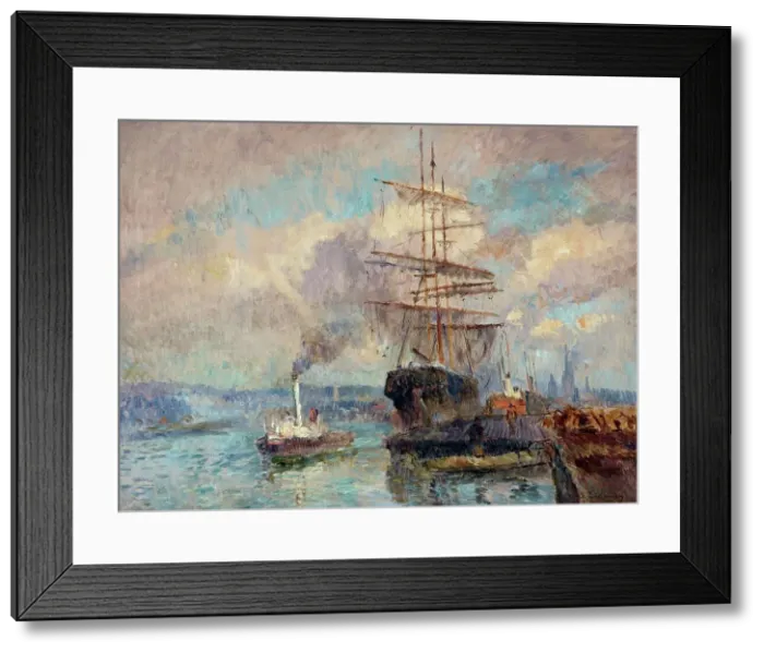 Framed Print : Dans le port de Rouen, between 1892 and 1894. Creator: Albert Lebourg Framed Print : Dans le port de Rouen, between 1892 and 1894. Creator: Albert Lebourg