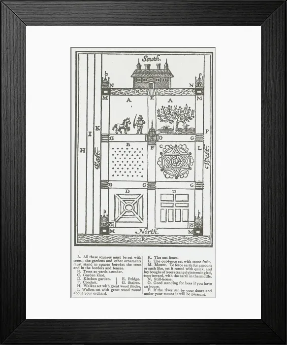 Framed Print : Reproduction of print showing plan of orchard and garden, between 1915 and 1925. Creator: Frances Benjamin Johnston Framed Print : Reproduction of print showing plan of orchard and garden, between 1915 and 1925. Creator: Frances Benjamin Johnston