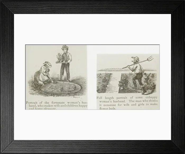 Framed Print : Reproduction of illustrations showing fortunate and unhappy husbands, between 1915 and 1925. Creator: Frances Benjamin Johnston Framed Print : Reproduction of illustrations showing fortunate and unhappy husbands, between 1915 and 1925. Creator: Frances Benjamin Johnston