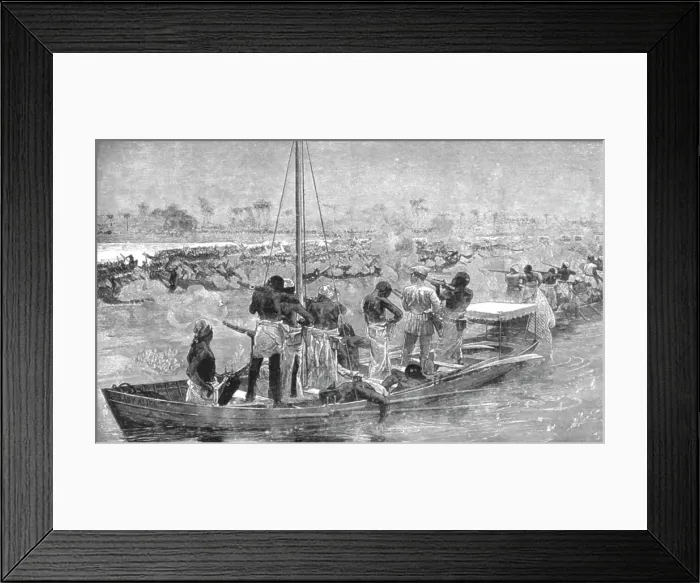 Framed Print : The Graphic Stanley Number; Bangala Courtesies, fight with the Bangala, 1890. Creator: Unknown Framed Print : The Graphic Stanley Number; Bangala Courtesies, fight with the Bangala, 1890. Creator: Unknown