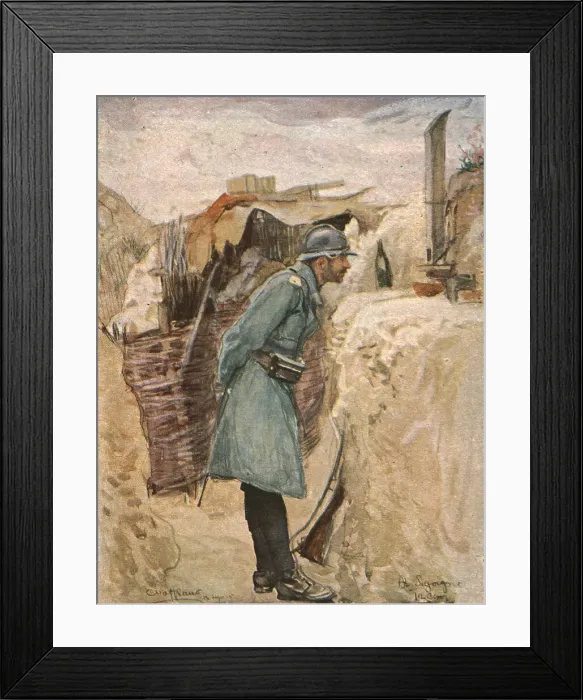 Framed Print : Dans les tranchees; Le periscope (tranchee de la Carriere), c1915. Creator: Charles Hoffbauer Framed Print : Dans les tranchees; Le periscope (tranchee de la Carriere), c1915. Creator: Charles Hoffbauer