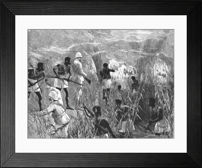 Framed Print : The Graphic Stanley Number; The Vanguard of the Expedition attacked by the Forest Dwarfs with Pois Creator: Unknown Framed Print : The Graphic Stanley Number; The Vanguard of the Expedition attacked by the Forest Dwarfs with Pois Creator: Unknown