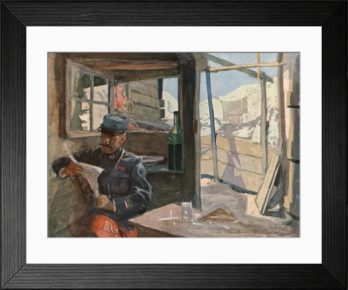Framed Print : Dans les tranchees; Le gourbi d'un capitaine d'infanterie aux cavaliers de Courcy... 1915. Creator: Charles Hoffbauer. Dans les tranchees; Le gourbi d'un capitaine d'infanterie aux cavaliers de Courcy... 1915. Creator: Charles Hoffbauer Framed Print : Dans les tranchees; Le gourbi d'un capitaine d'infanterie aux cavaliers de Courcy... 1915. Creator: Charles Hoffbauer. Dans les tranchees; Le gourbi d'un capitaine d'infanterie aux cavaliers de Courcy... 1915. Creator: Charles Hoffbauer