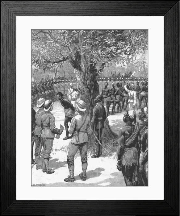 Framed Print : The Graphic Stanley Number; Execution of a Soudanese Mutineer at Mazamboni's, Albert Nyanza, 1890 Creator: Unknown Framed Print : The Graphic Stanley Number; Execution of a Soudanese Mutineer at Mazamboni's, Albert Nyanza, 1890 Creator: Unknown