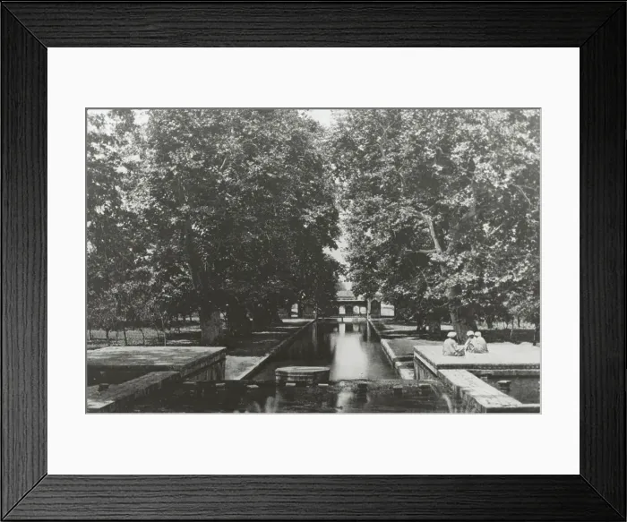 Framed Print : Reproduction of a book illustration showing Shalimar Bagh (gardens), nr. Srinagar, Kashmir, c1925. Creator: Frances Benjamin Johnston Framed Print : Reproduction of a book illustration showing Shalimar Bagh (gardens), nr. Srinagar, Kashmir, c1925. Creator: Frances Benjamin Johnston