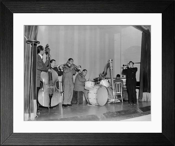 Framed Print : Portrait of Tommy Potter, Max Kaminsky, Benny Morton...National Press Club, Washington, DC, ca. 1939 Creator: William Paul Gottlieb Framed Print : Portrait of Tommy Potter, Max Kaminsky, Benny Morton...National Press Club, Washington, DC, ca. 1939 Creator: William Paul Gottlieb