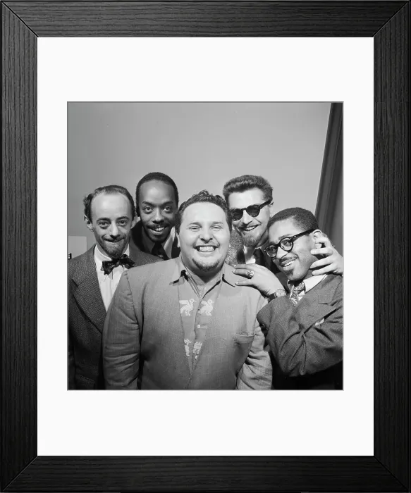 Framed Print : Portrait of Dave Lambert, John Simmons, Chubby Jackson, George Handy...Gottlieb's office, N.Y. 1947 Creator: William Paul Gottlieb Framed Print : Portrait of Dave Lambert, John Simmons, Chubby Jackson, George Handy...Gottlieb's office, N.Y. 1947 Creator: William Paul Gottlieb