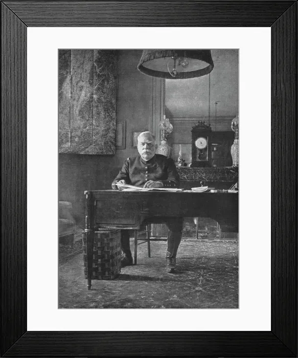 Framed Print : Le general Joffre dans son cabinet de travail, au G. Q. G. ; C'est de cette petite piece... 1916. Creator: Unknown Framed Print : Le general Joffre dans son cabinet de travail, au G. Q. G. ; C'est de cette petite piece... 1916. Creator: Unknown