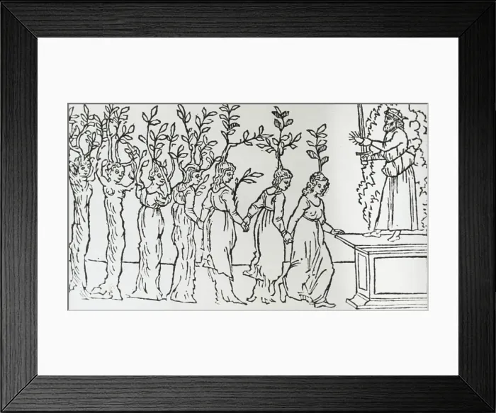 Framed Print : Reproduction of print showing Nymphs before Jupiter, between 1915 and 1925. Creator: Frances Benjamin Johnston Framed Print : Reproduction of print showing Nymphs before Jupiter, between 1915 and 1925. Creator: Frances Benjamin Johnston
