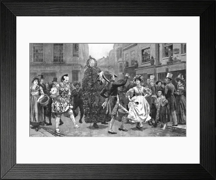 Framed Print : Jack-In-The-Green'--A May-Day Scene Sixty Years Ago, 1830, 1890. Creator: Unknown Framed Print : Jack-In-The-Green'--A May-Day Scene Sixty Years Ago, 1830, 1890. Creator: Unknown