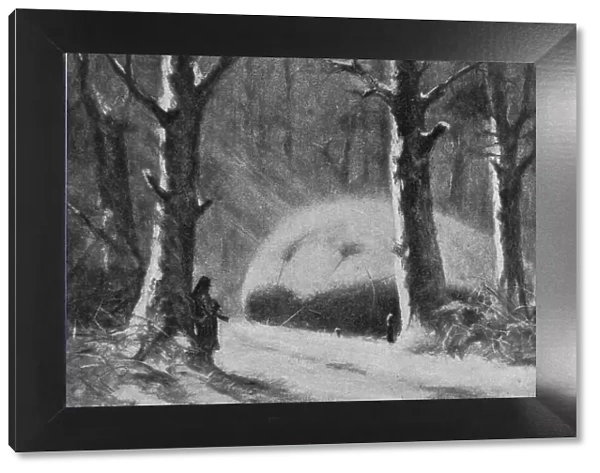 La 'Saucisse'; Garde de nuit d'une saucisse abritee dans un bois, 1916. Creator: Marodon. La 'Saucisse'; Garde de nuit d'une saucisse abritee dans un bois, 1916. Creator: Marodon
