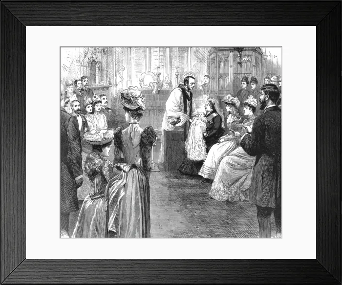 Framed Print : The Christening at Windsor; The Queen standing sponsor to the infant daughter of the Duke and Duch Creator: Unknown Framed Print : The Christening at Windsor; The Queen standing sponsor to the infant daughter of the Duke and Duch Creator: Unknown