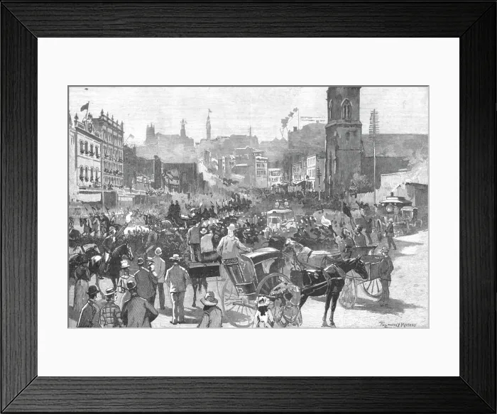 Framed Print : The Departure of Lord and Lady Carrington from Sydney for England; The Procession passing down Geo Creator: Unknown Framed Print : The Departure of Lord and Lady Carrington from Sydney for England; The Procession passing down Geo Creator: Unknown