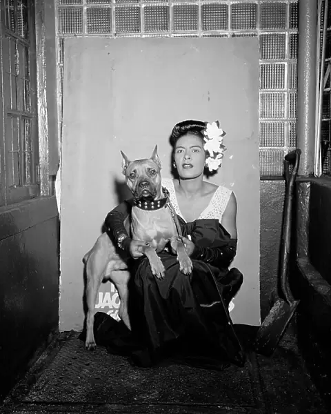 Portrait of Billie Holiday and Mister, Downbeat, New York, N.Y. ca. Feb. 1947. Creator: William Paul Gottlieb