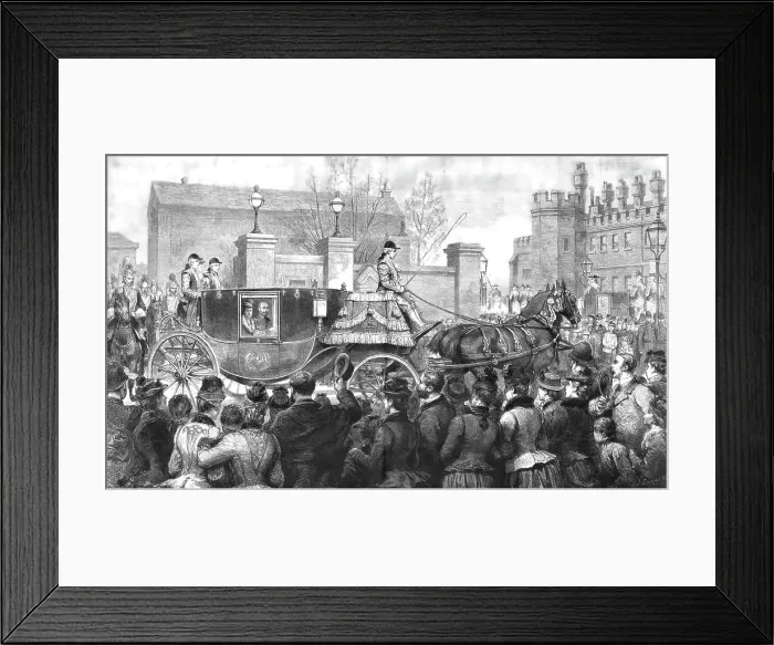 Framed Print : Their Royal highnesses The Prince and Princess of Wales Leaving Marlborough House for Her Majesty Creator: Unknown Framed Print : Their Royal highnesses The Prince and Princess of Wales Leaving Marlborough House for Her Majesty Creator: Unknown