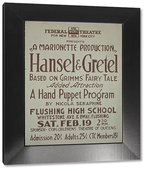 Hansel and Gretel, New York, [1930s]. Creator: Unknown
