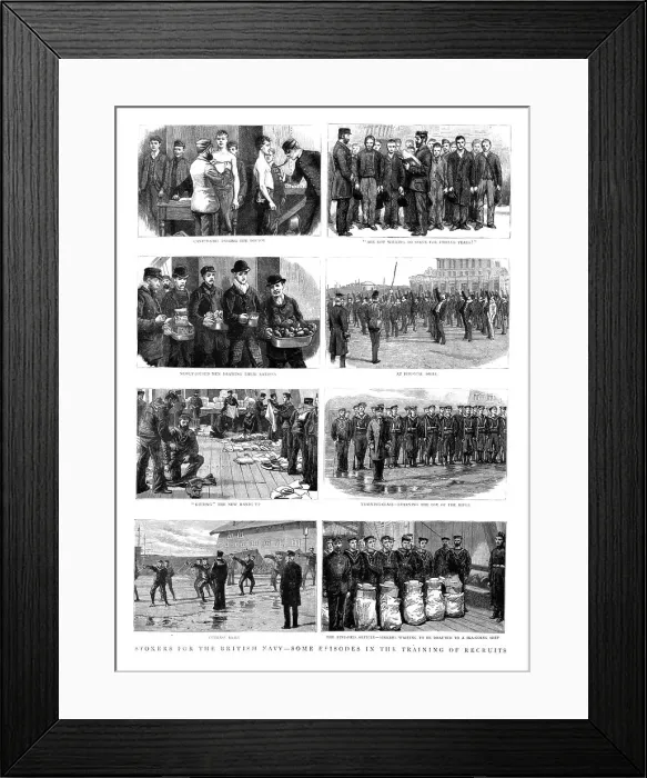 Framed Print : Stokers for the British Navy--Some episodes in the Training of Recruits, 1890. Creator: Unknown Framed Print : Stokers for the British Navy--Some episodes in the Training of Recruits, 1890. Creator: Unknown