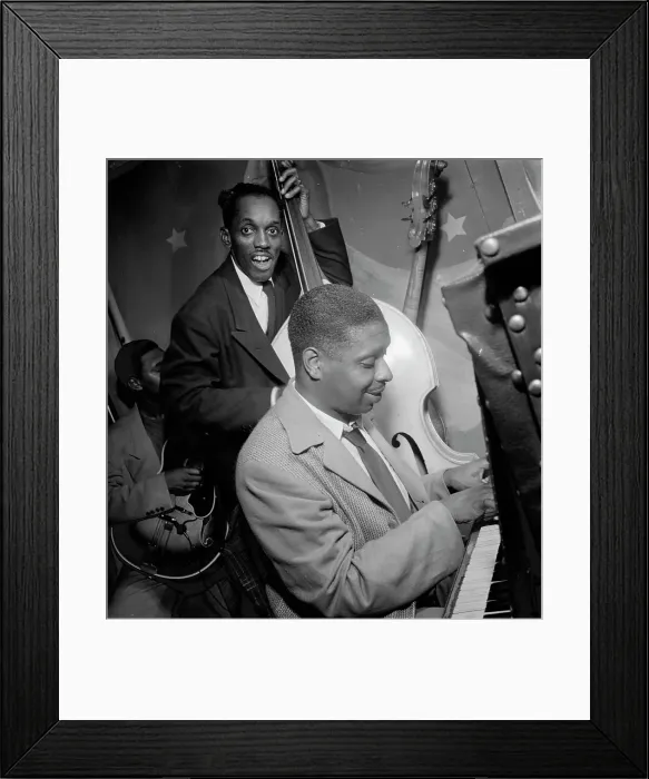 Framed Print : Portrait of Jimmy Jones, John (O.) Levy, and Al Casey(?), Pied Piper, New York, N.Y. ca. Sept. 1947 Creator: William Paul Gottlieb
