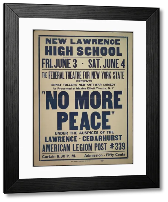 Framed Print : No More Peace, Roslyn, NY, 1937. Creator: Unknown Framed Print : No More Peace, Roslyn, NY, 1937. Creator: Unknown