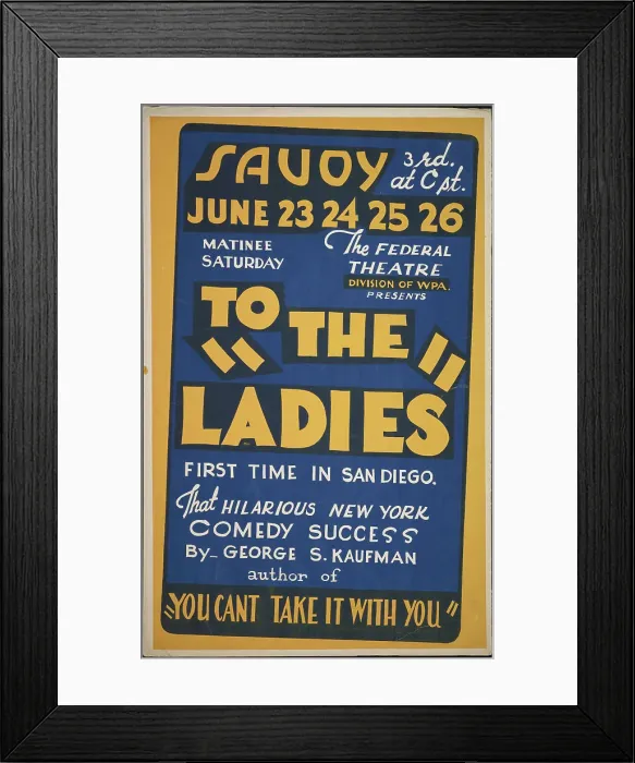 Framed Print : To the Ladies, San Diego, 1938. Creator: Unknown Framed Print : To the Ladies, San Diego, 1938. Creator: Unknown