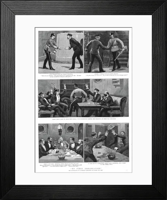 Framed Print : My First Embarkation; The experiences of a Marine Subaltern on Joining his Ship, 1890. Creator: Unknown Framed Print : My First Embarkation; The experiences of a Marine Subaltern on Joining his Ship, 1890. Creator: Unknown