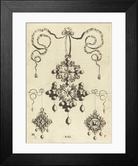 Framed Print : Pendant with Wheel at Centre, Surrounded by Four Table-Stones. Creator: Daniel Mignot Framed Print : Pendant with Wheel at Centre, Surrounded by Four Table-Stones. Creator: Daniel Mignot