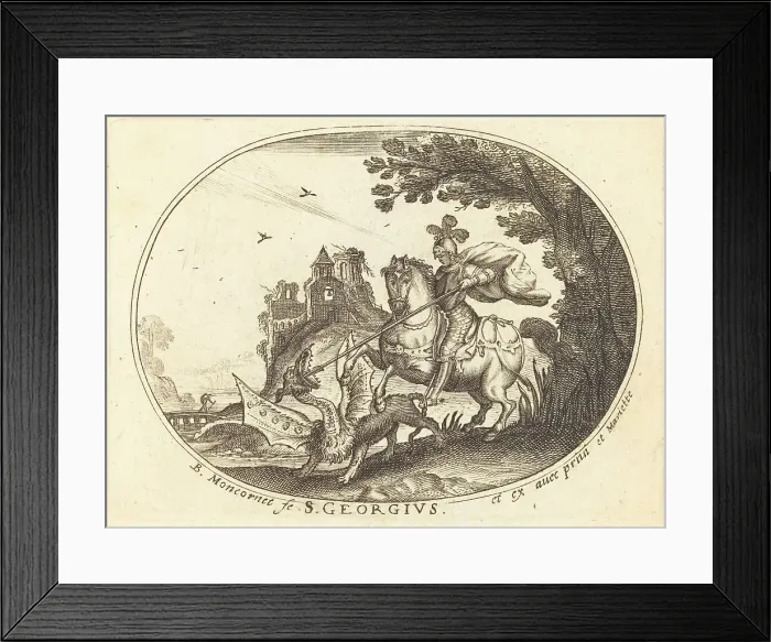 Framed Print : Saint George and the Dragon. Creator: Balthasar Moncornet Framed Print : Saint George and the Dragon. Creator: Balthasar Moncornet