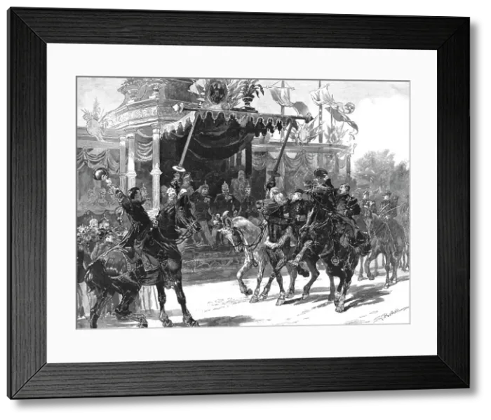 Framed Print : The Recent Festivities at Altenburg- The March Past of Peasents in their National Costumes Before Creator: Unknown Framed Print : The Recent Festivities at Altenburg- The March Past of Peasents in their National Costumes Before Creator: Unknown