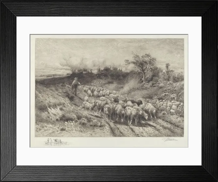 Framed Print : A New England Road, 1888. Creator: Peter Moran Framed Print : A New England Road, 1888. Creator: Peter Moran