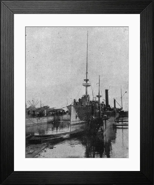 Framed Print : Relevement du Medjidie a Odessa : le croiseur est soutenu par des chalands, et des... c1915. Creator: Unknown. Relevement du Medjidie a Odessa : le croiseur est soutenu par des chalands, et des... c1915. Creator: Unknown Framed Print : Relevement du Medjidie a Odessa : le croiseur est soutenu par des chalands, et des... c1915. Creator: Unknown. Relevement du Medjidie a Odessa : le croiseur est soutenu par des chalands, et des... c1915. Creator: Unknown